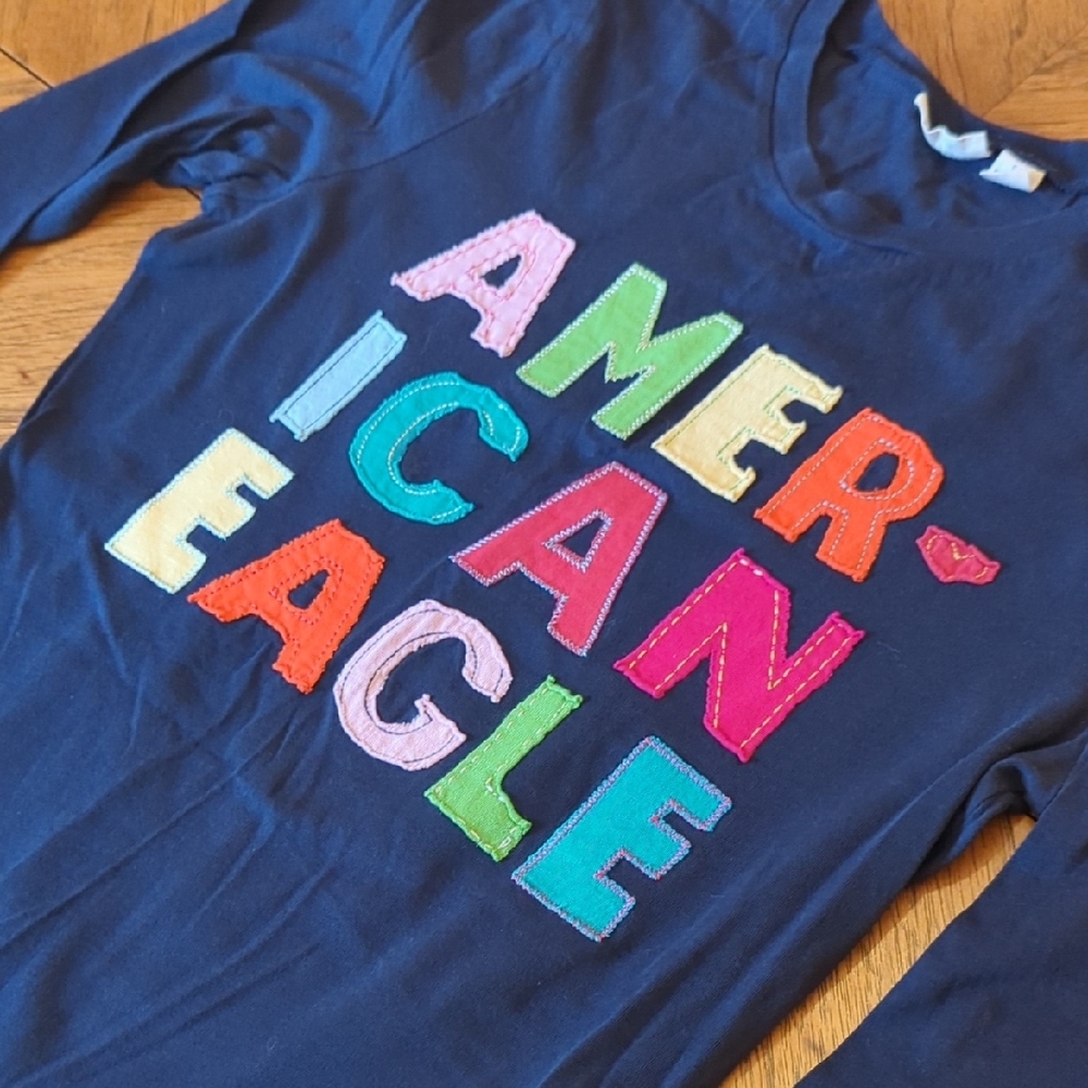 Y2K American Eagle Multicolor Patchwork Lettering… - image 3